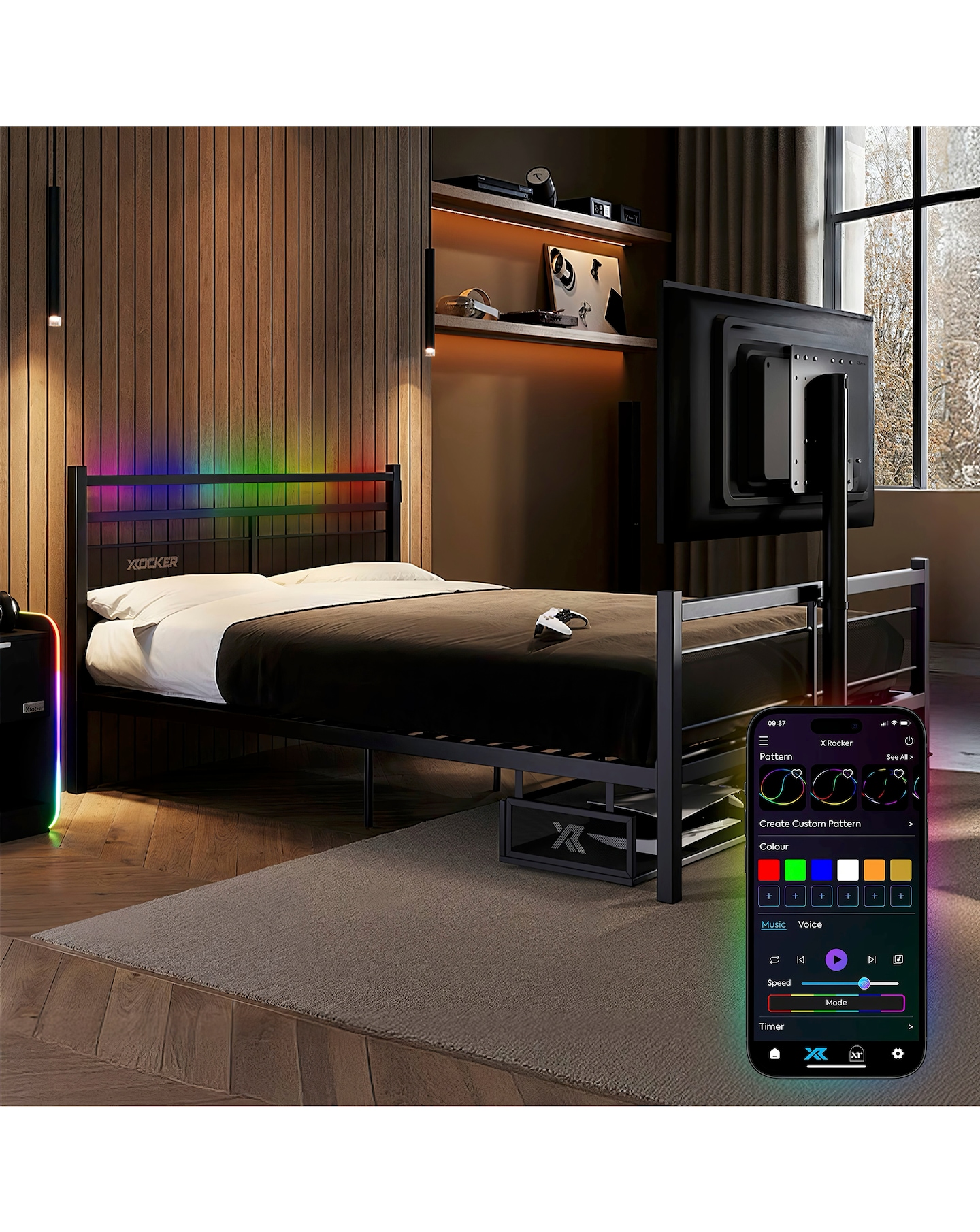 New In - X Rocker Basecamp RGB Double Bed