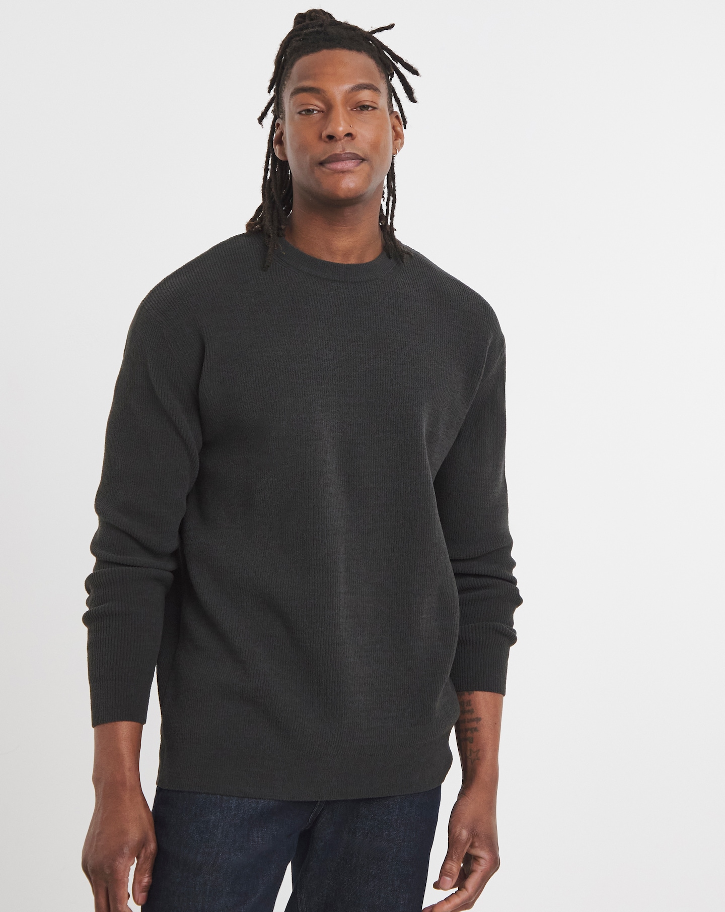 Charcoal Knitted Crew Neck Jumper