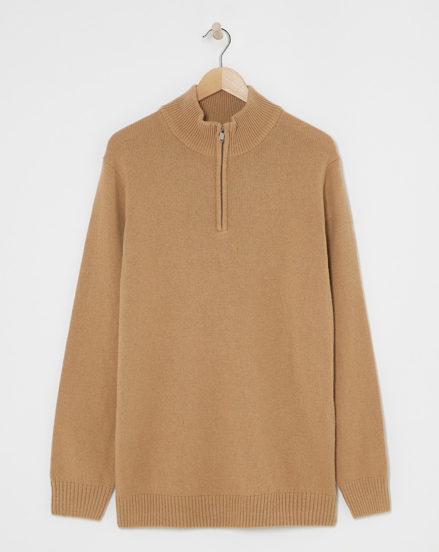 Tan Lambswool Funnel Neck