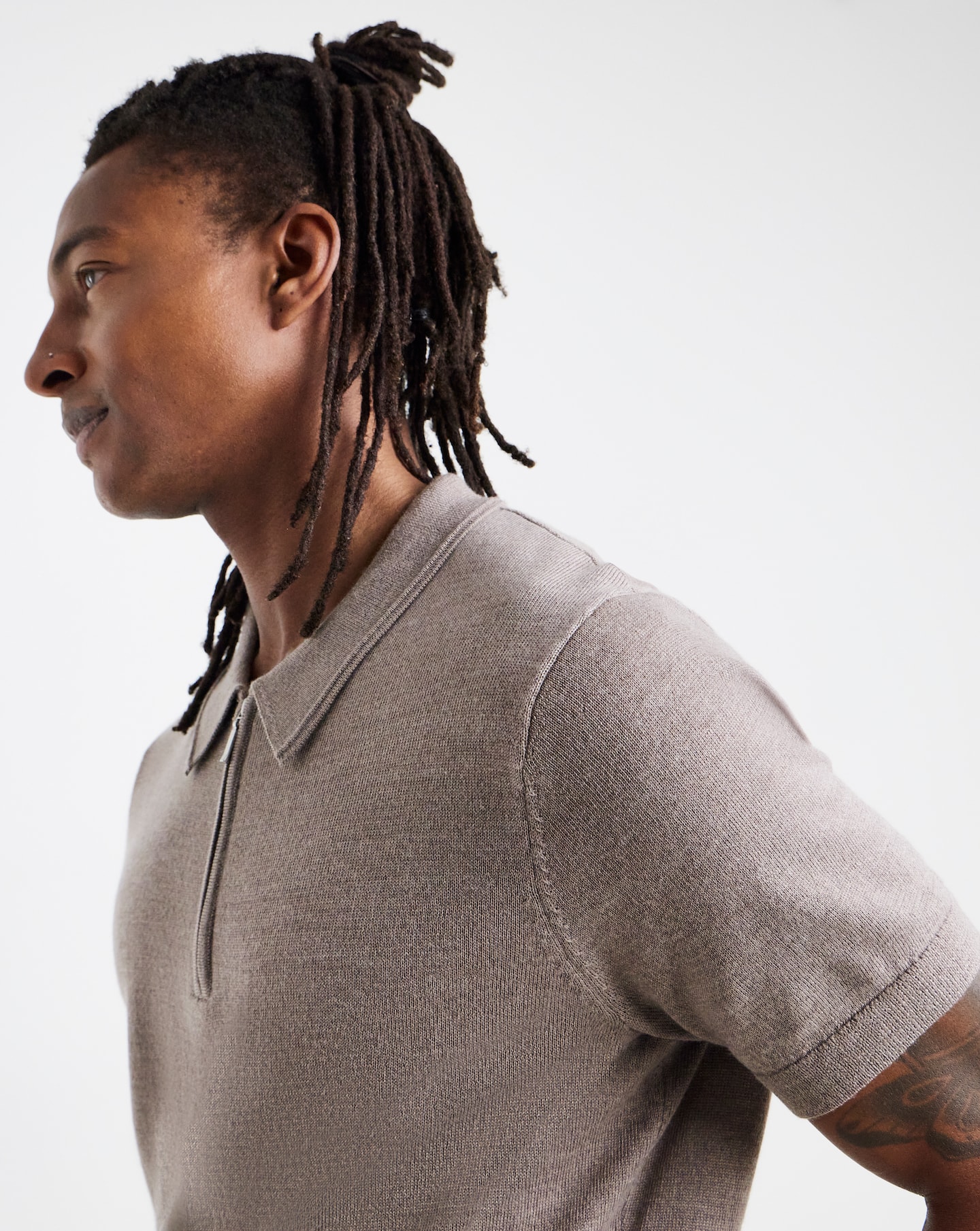 Brown Merino Wool Knitted Polo Slim Fit