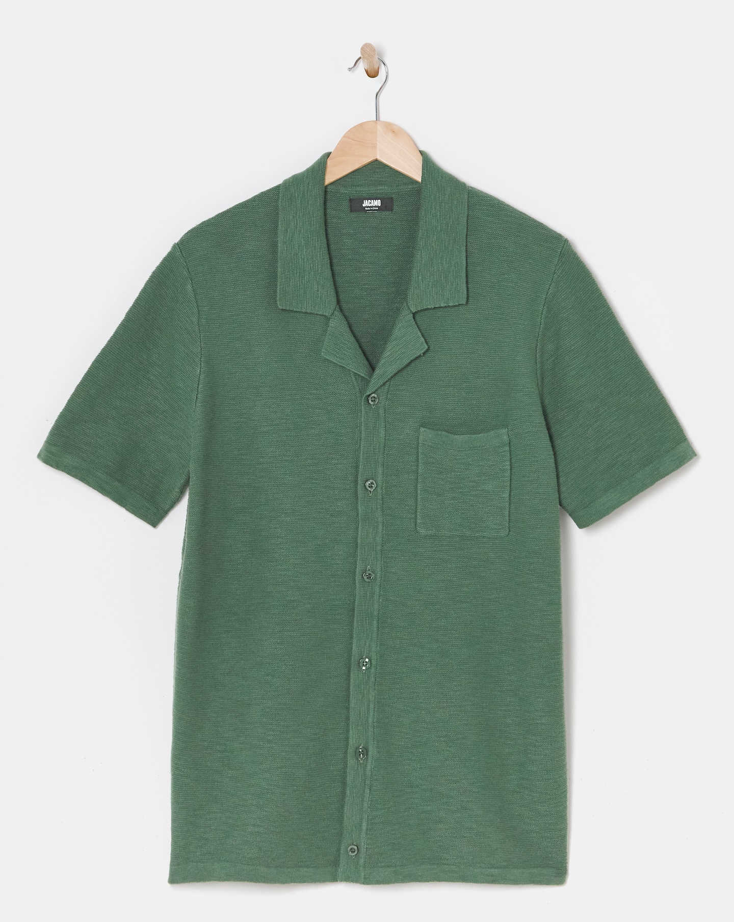 Khaki Knitted Cuban Collar Shirt