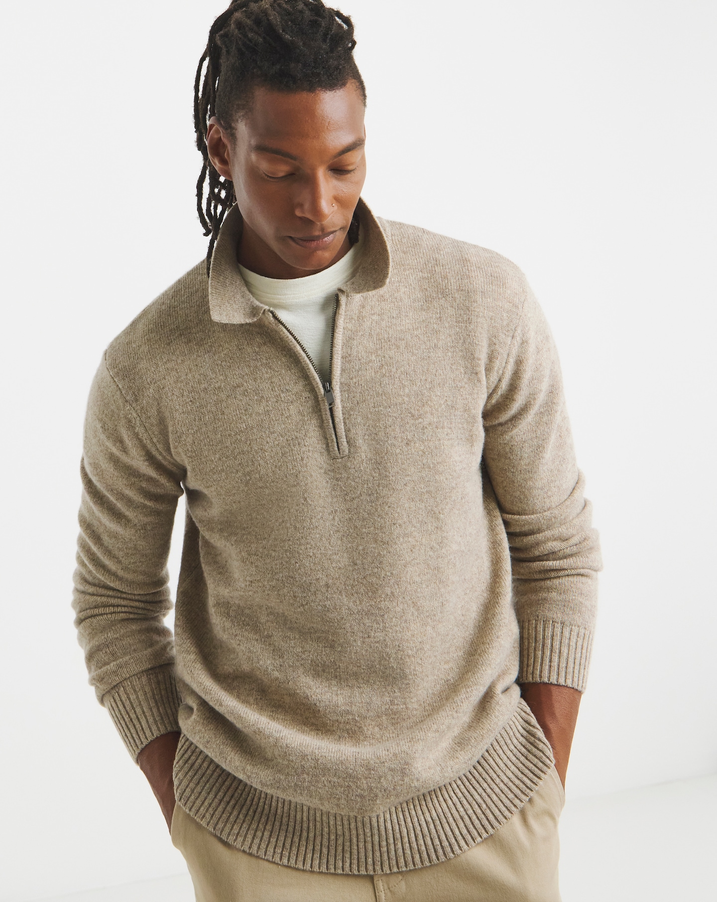 New In - Lambswool Collared 1/4 Zip Jumper