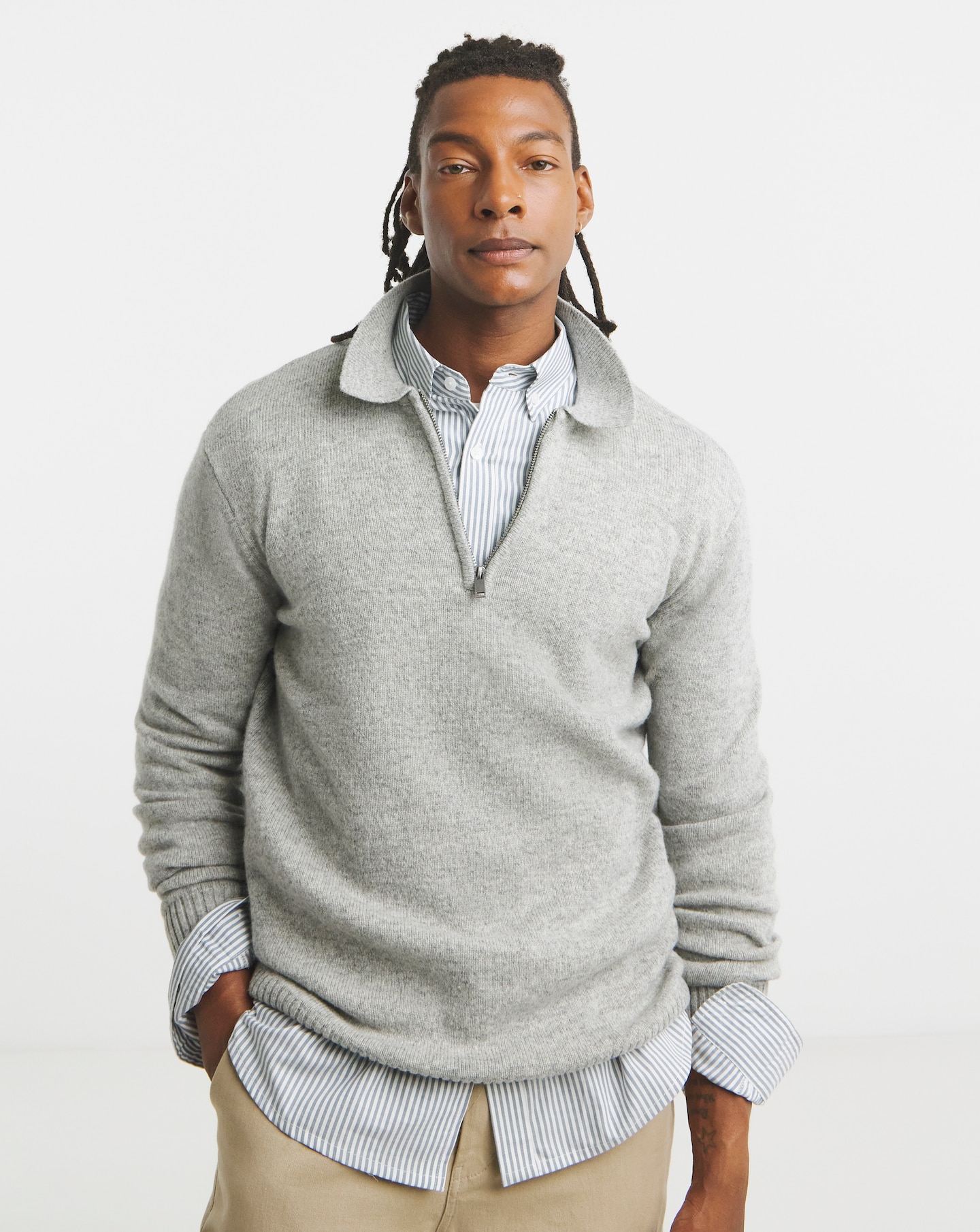 New In - Lambswool Collared 1/4 Zip Jumper