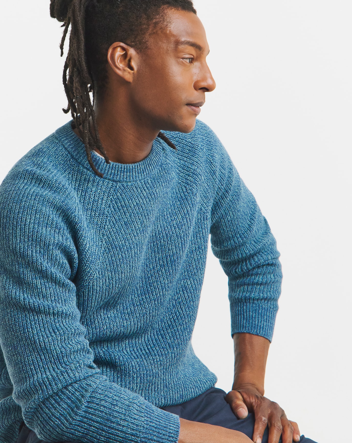 Cotton Twist Crew Neck Knitted Jumper