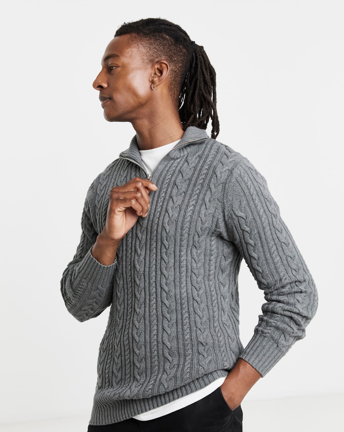 New In - Cable 1/4 Zip Neck Jumper