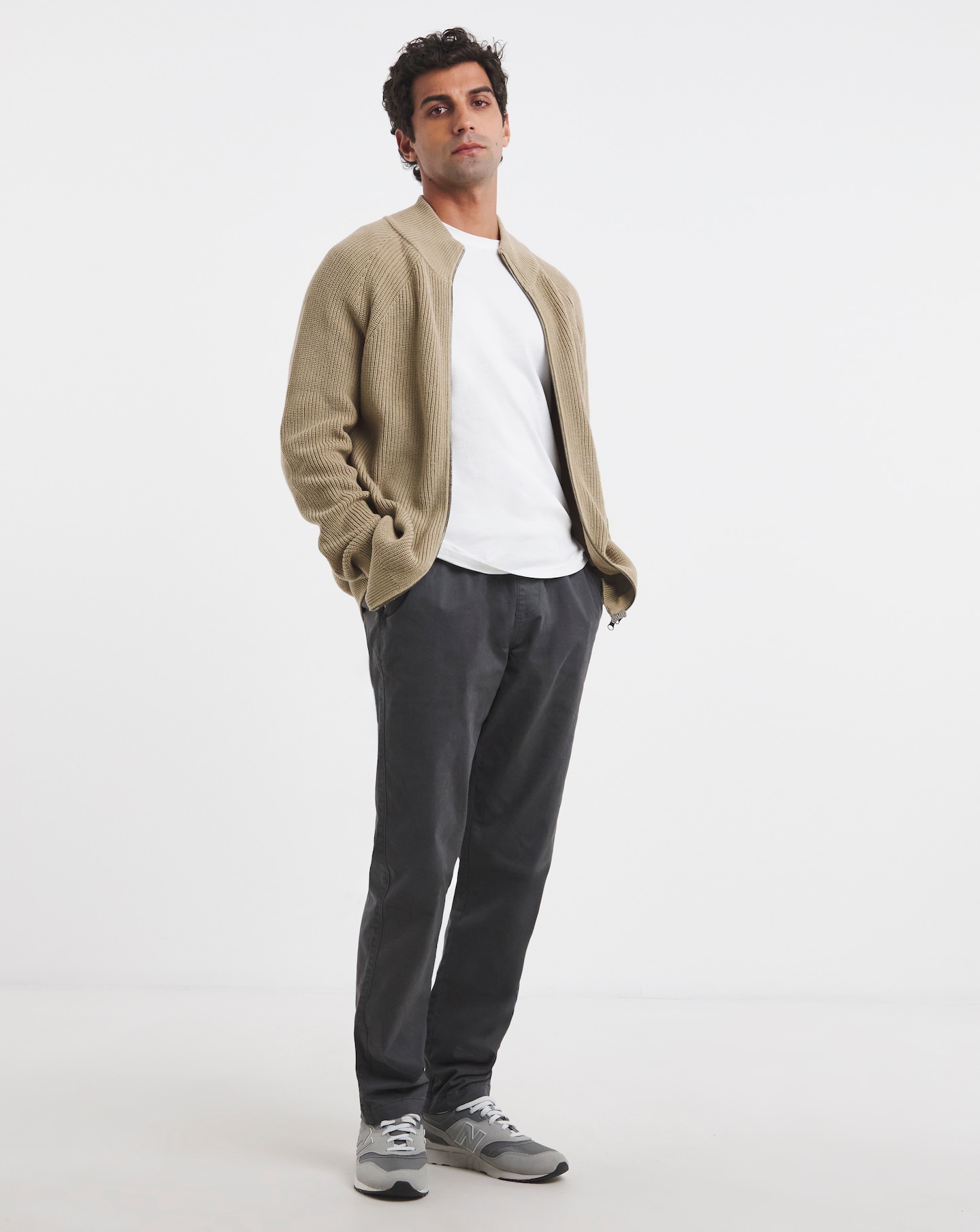 Fisherman Knitted Zip Through Cardigan