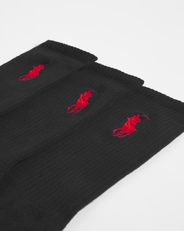 Polo Ralph Lauren Black 3 Pack Big Pony Crew Sport Socks