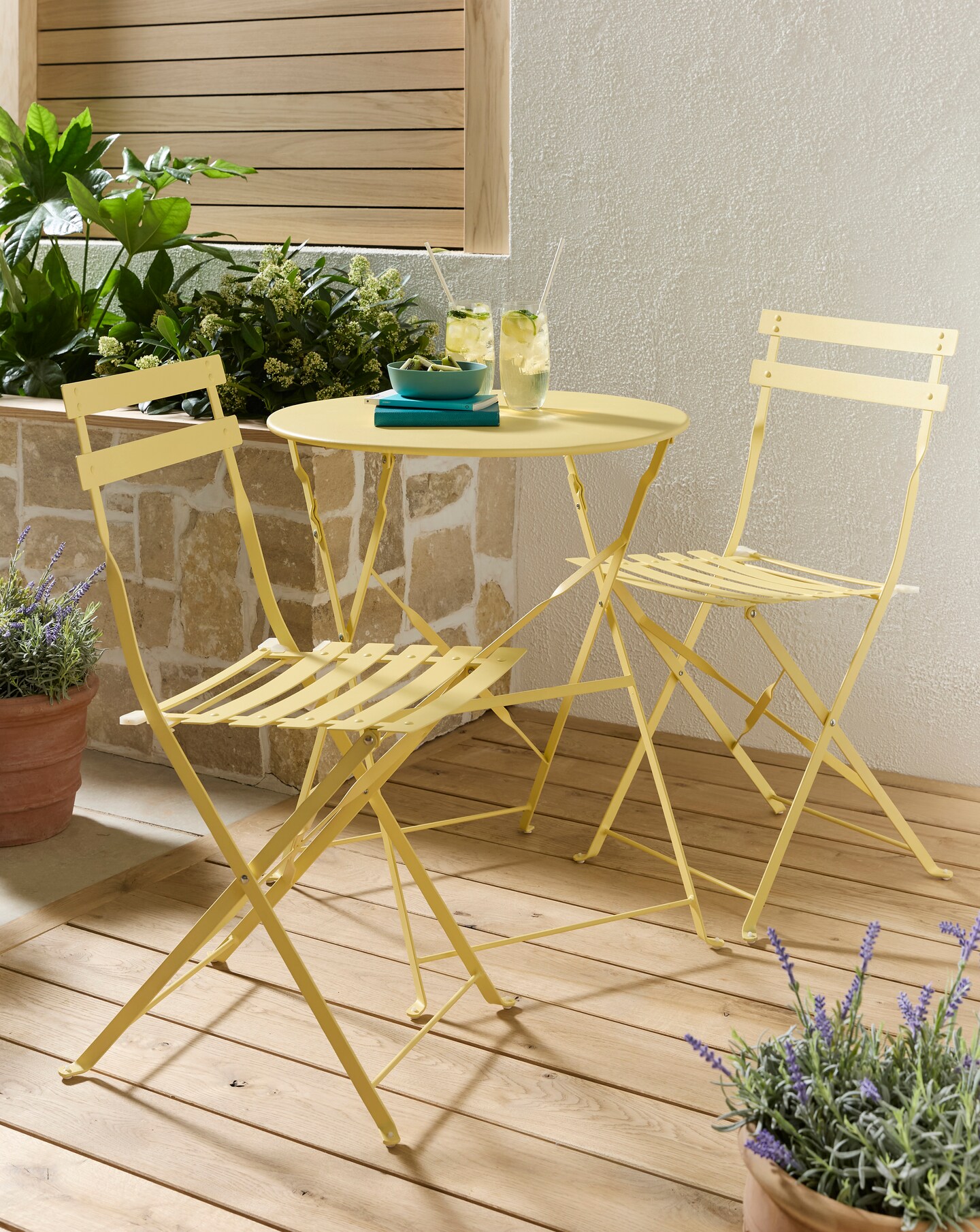 Cali Metal Folding Bistro Set - Yellow