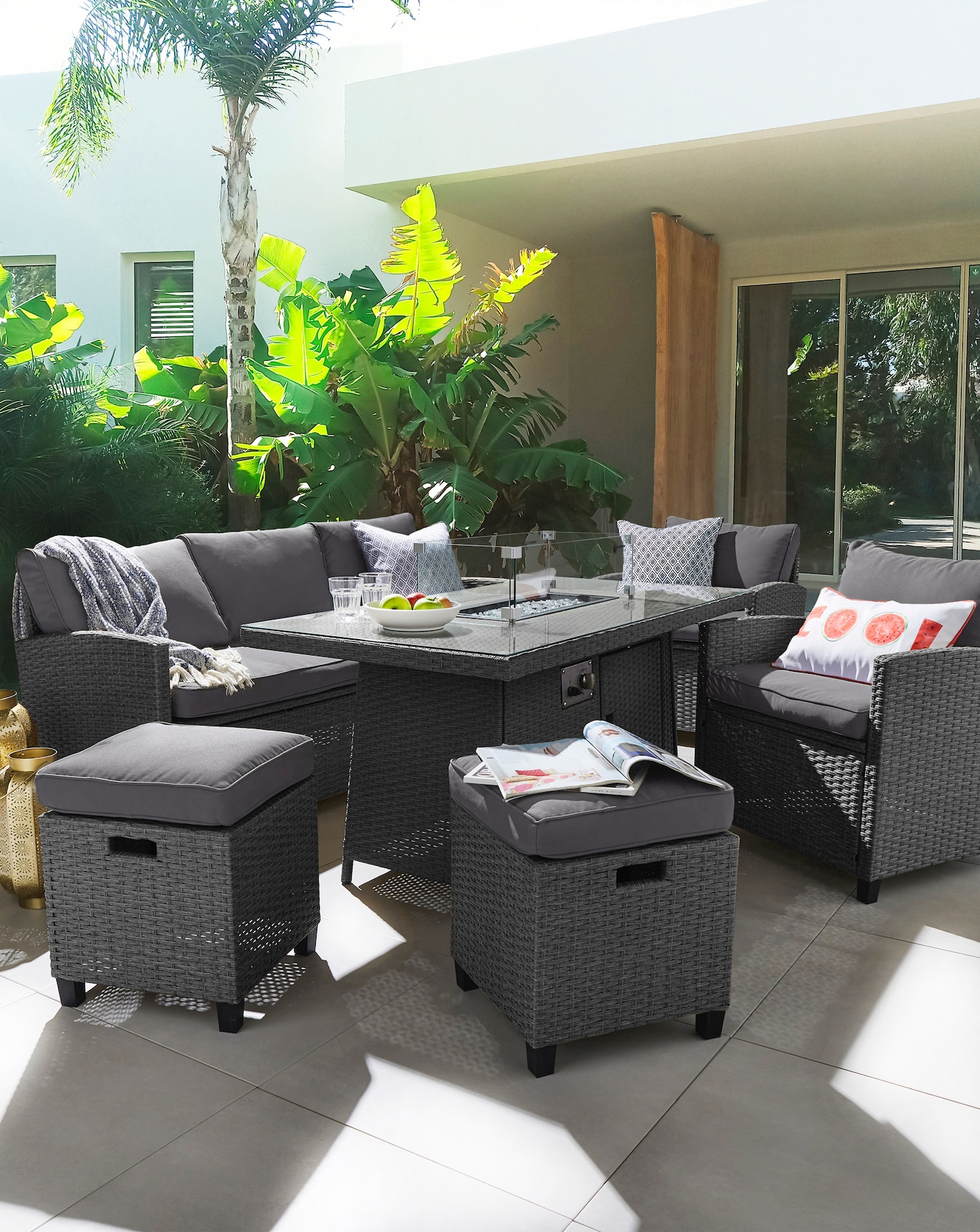 Valencia Lounge Set With Firepit Table