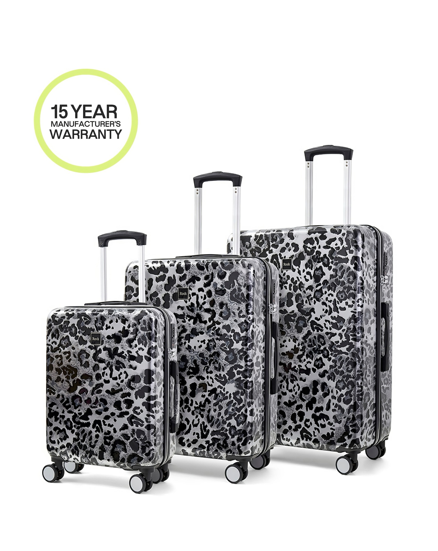 New In - Rock Savannah Leopard 3pc Suitcase Set