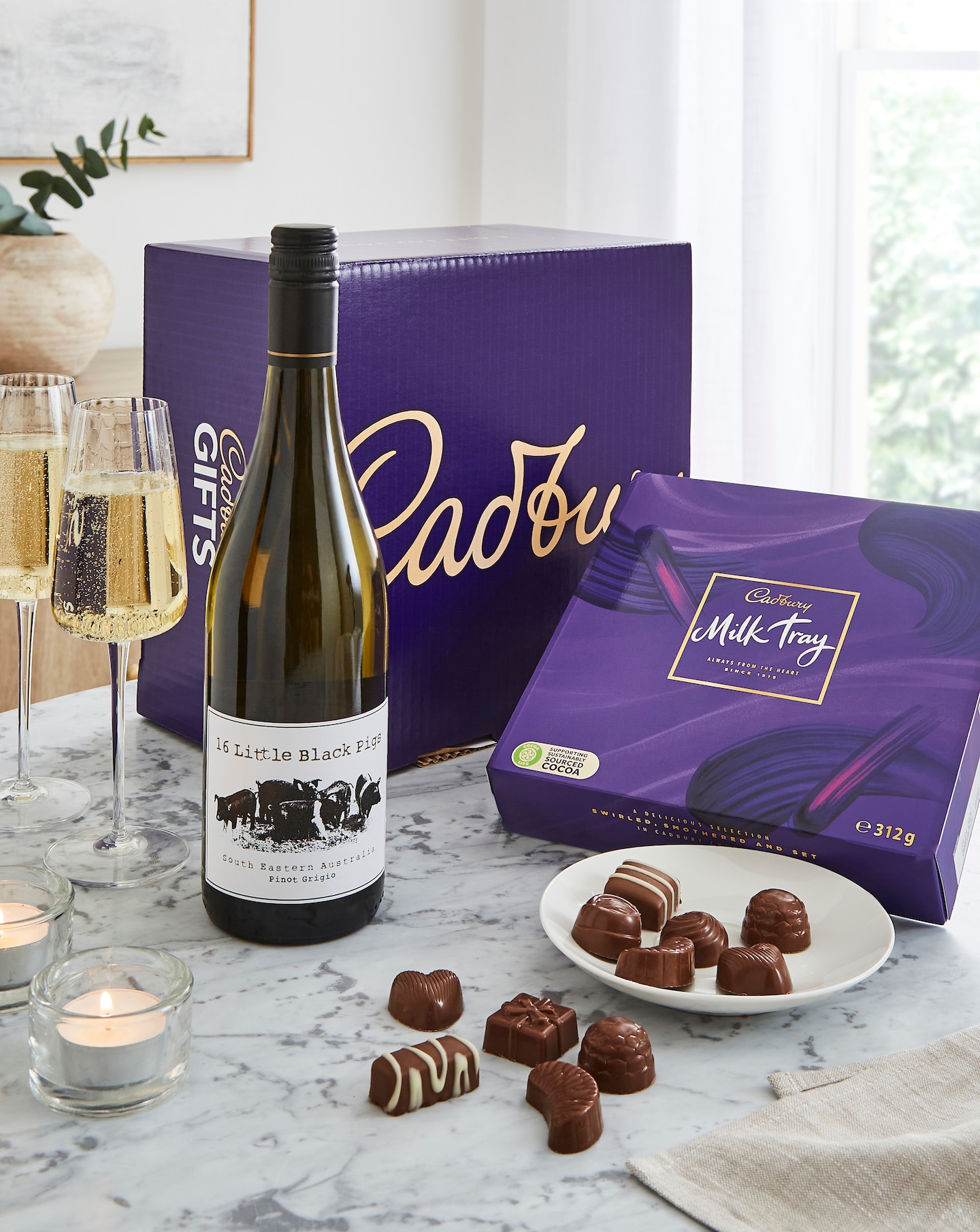 New In - Cadbury Milk Tray & White Wine Hamper