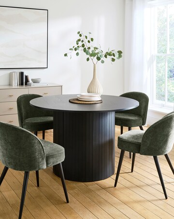 Addison Dining Table with 4 Emilie Chenille Chairs