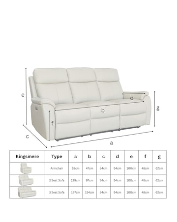 Aspire Kingsmere Fabric Power Recliner 2 seater sofa