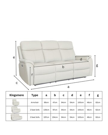 Aspire Kingsmere Fabric Power Recliner 3 seater sofa