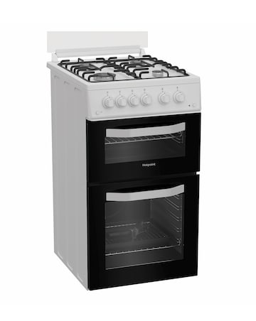 Hotpoint HTG5GCWL 50cm Gas Twin Cooker with Glass Lid - White