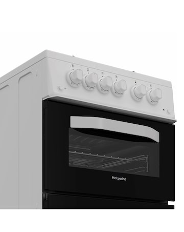 Hotpoint HTG5GCWL 50cm Gas Twin Cooker with Glass Lid - White