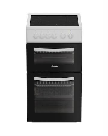 Indesit ITE5VMW 50cm Electric Twin Cooker with Ceramic Hob - White
