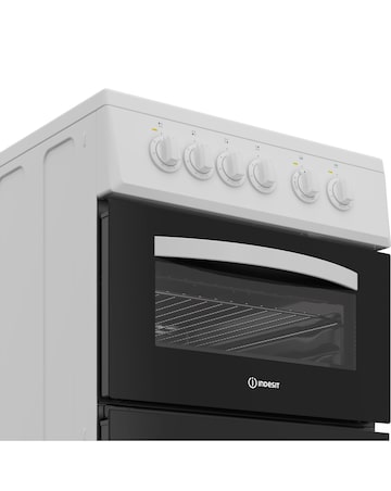 Indesit ITE5VMW 50cm Electric Twin Cooker with Ceramic Hob - White