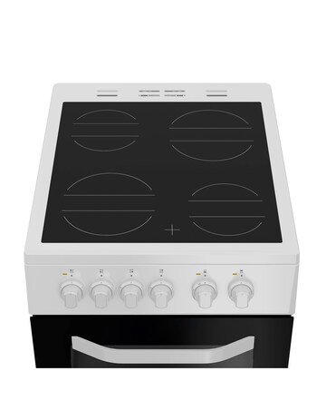 Hotpoint HTE5VCW 50cm Electric Twin Cooker with Ceramic Hob - White