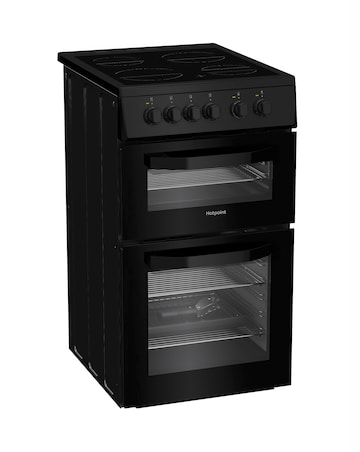 Hotpoint HTE5VCB 50cm Electric Twin Cooker with Ceramic Hob - Black