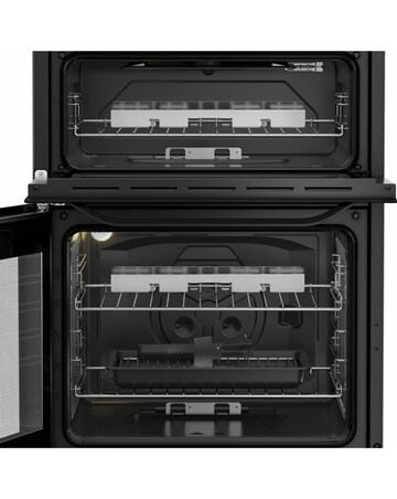 Hotpoint HTG6GDCB1 60cm Gas Twin Cooker with Glass Lid - Black