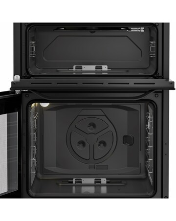 Hotpoint HTG6GDCB1 60cm Gas Twin Cooker with Glass Lid - Black