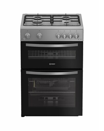 Indesit IDG6GS 60cm Gas Double Cooker - Silver