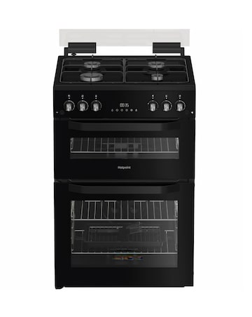 Hotpoint HDG6GDCB1 60cm Gas Double Cooker with Glass Lid - Black