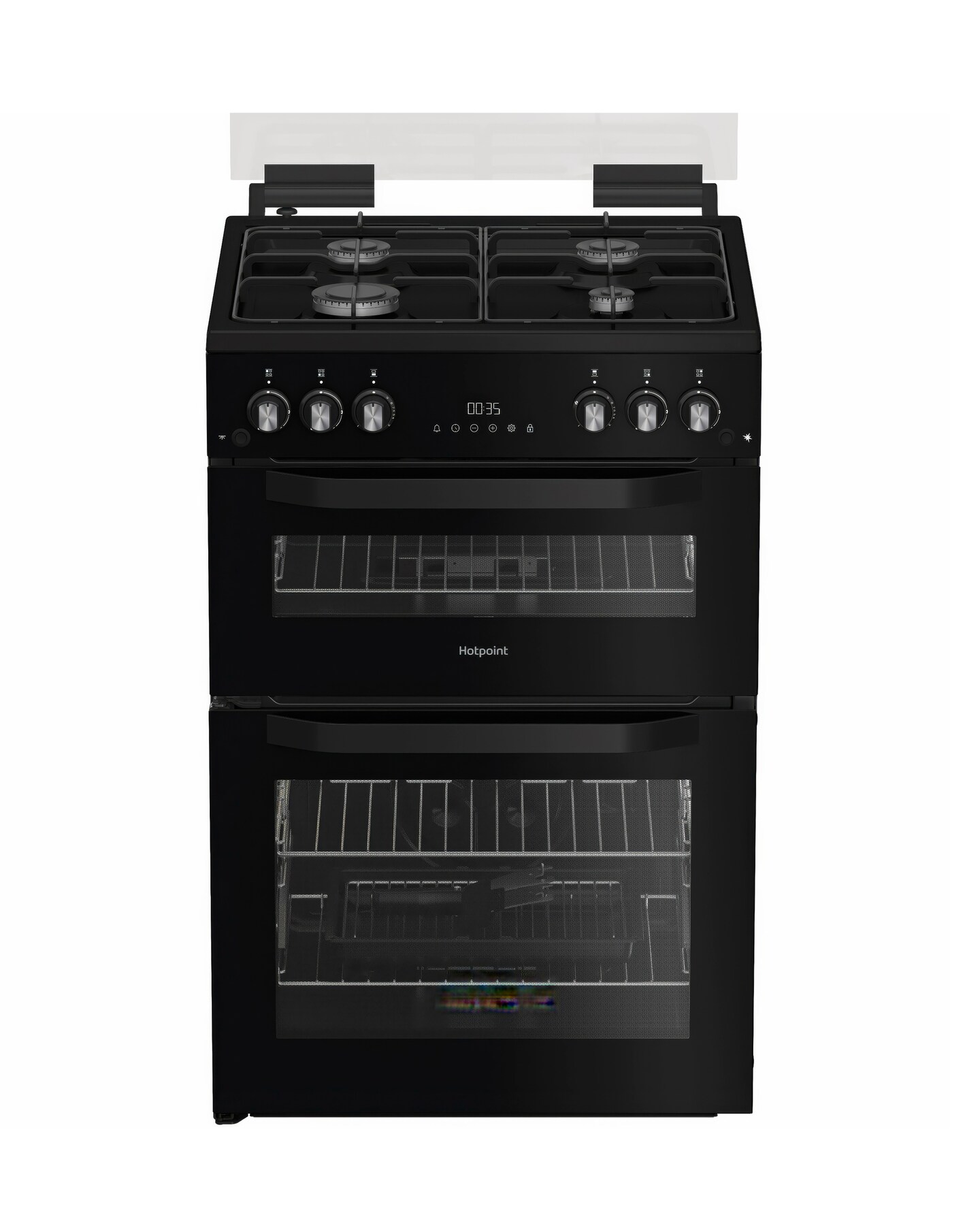 Hotpoint HDG6GDCB1 60cm Gas Double Cooker with Glass Lid - Black