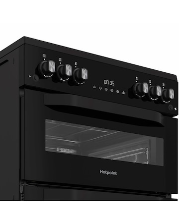 Hotpoint HDG6GDCB1 60cm Gas Double Cooker with Glass Lid - Black