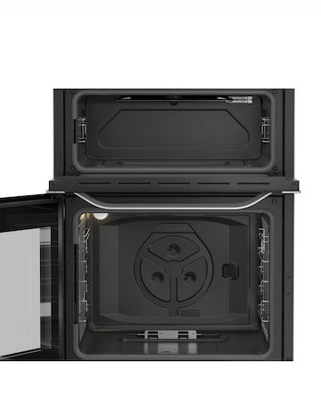 Hotpoint HDG6GDCX 60cm Gas Double Cooker with Glass Lid - Stainless Steel