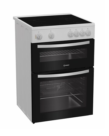 Indesit ITE6VMW 60cm Electric Twin Cooker with Ceramic Hob - White