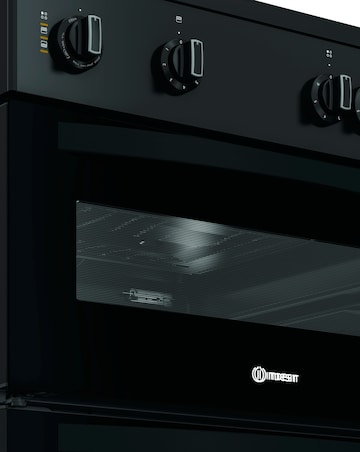 Indesit ITE6VMB 60cm Electric Twin Cooker with Ceramic Hob - Black