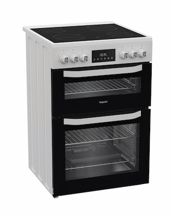 Hotpoint HTE6VDCW 60cm Electric Twin Cooker with Multiflow - White