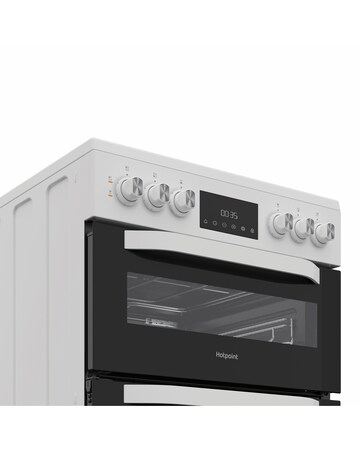 Hotpoint HTE6VDCW 60cm Electric Twin Cooker with Multiflow - White