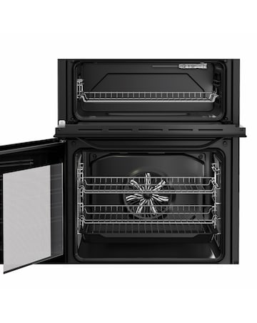 Hotpoint HTE6VDCB1 60cm Electric Twin Cooker with Multiflow - Black