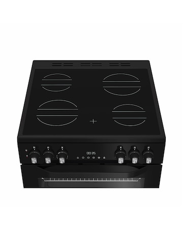 Hotpoint HTE6VDCB1 60cm Electric Twin Cooker with Multiflow - Black