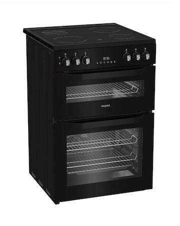 Hotpoint HTE6VDCB1 60cm Electric Twin Cooker with Multiflow - Black