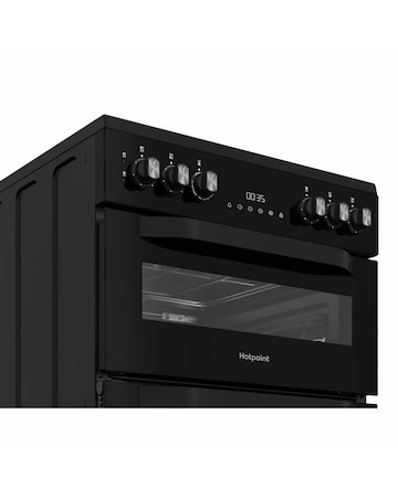 Hotpoint HTE6VDCB1 60cm Electric Twin Cooker with Multiflow - Black