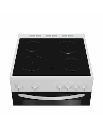 Indesit IDE6VMW 60cm Electric Double Cooker with Ceramic Hob - White