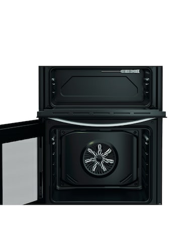 Indesit IDE6VMB 60cm Electric Double Cooker with Ceramic Hob - Black