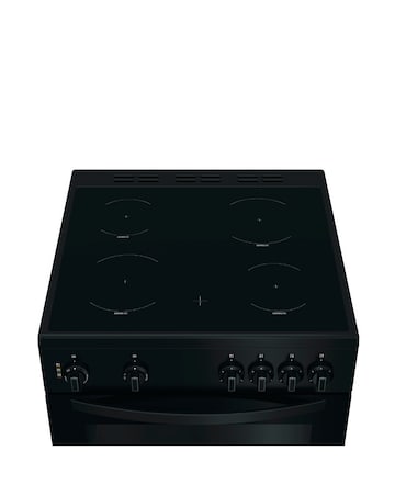 Indesit IDE6VMB 60cm Electric Double Cooker with Ceramic Hob - Black