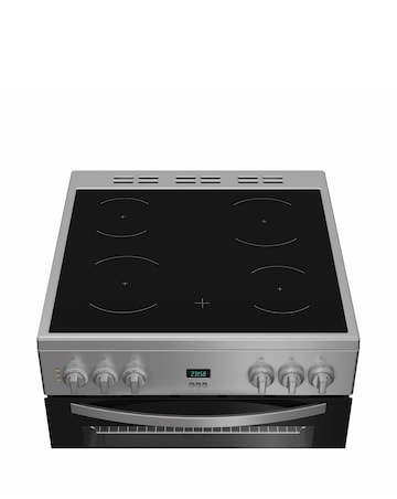 Indesit IDE6VDCS1 60cm Electric Double Cooker with Ceramic Hob - Silver