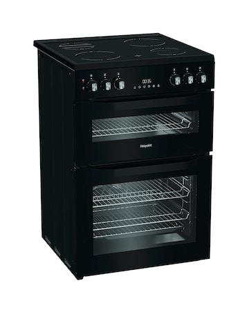 Hotpoint HDE6VDB1 60cm Electric Double Cooker with Multiflow - Black