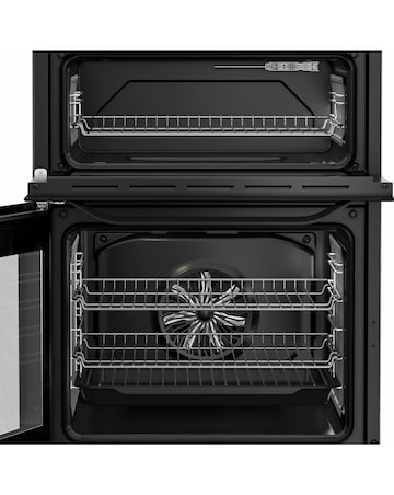 Hotpoint HDD6GDC2B1 60cm Dual Fuel Double Cooker with Glass Lid - Black
