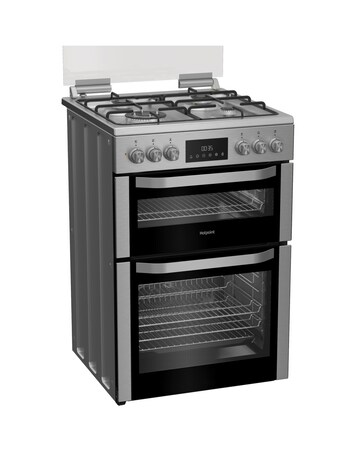 Hotpoint HDD6GDC2WX Dual Fuel Double Cooker with Glass Lid - Stainless Steel