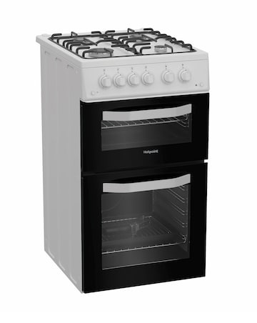 Hotpoint HTG5GCW 50cm Gas Twin Cooker - White + installation