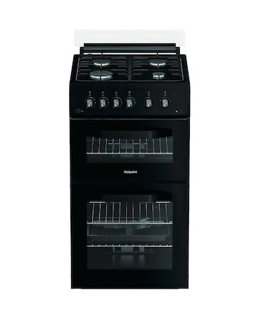 Hotpoint HDG5GCB 50cm Gas Double Cooker - Black + installation