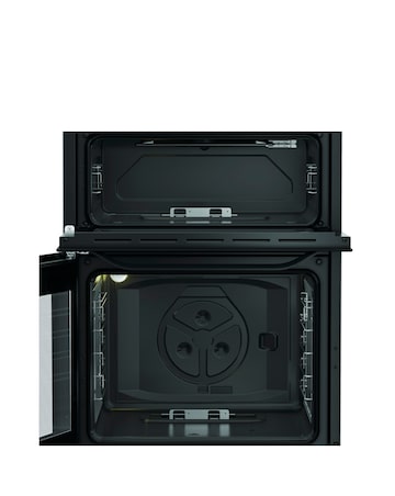 Hotpoint HTG6GDCB1 60cm Gas Twin Cooker with Glass Lid - Black + Install