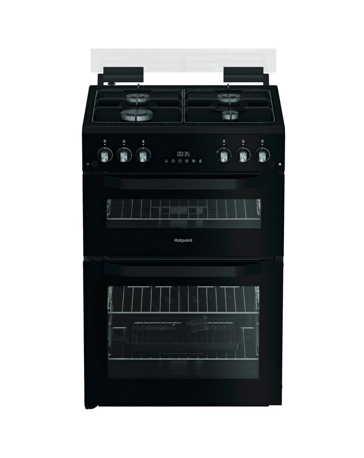 Hotpoint HDG6GDCB1 60cm Gas Double Cooker with Glass Lid - Black + Install